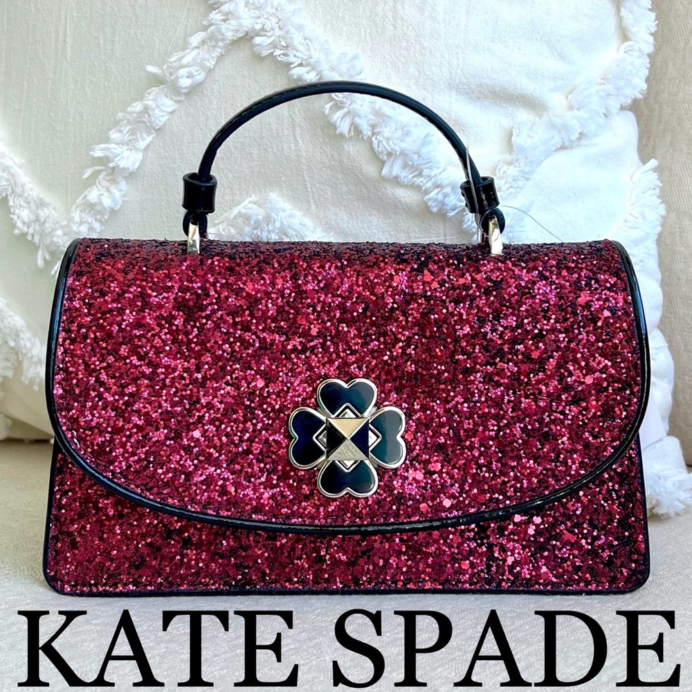 KATE SPADE Odette GLITTER MINI top handle crossbody bag blkcherry